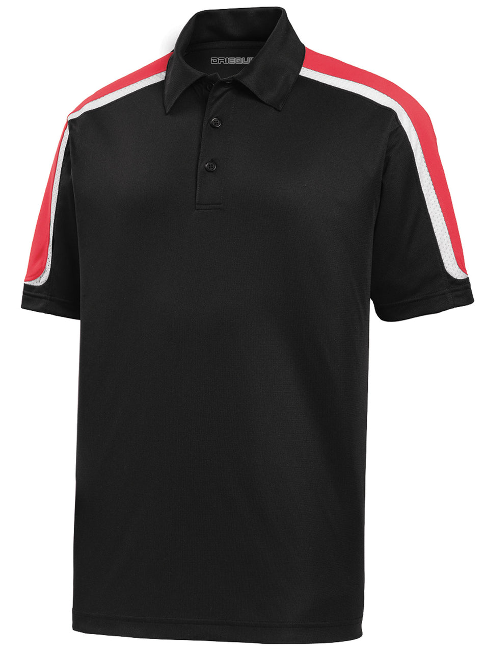 Tricolor Shoulder Micropique Sport-Wick Polo Polos/Knits DRI-EQUIP Black/True Red/White X-Small