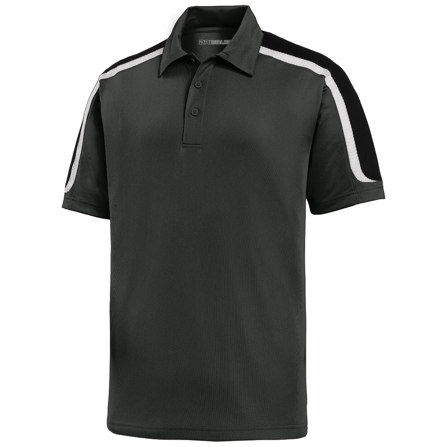 Tricolor Shoulder Micropique Sport-Wick Polo Polos/Knits DRI-EQUIP Iron Grey / Black / White X-Small