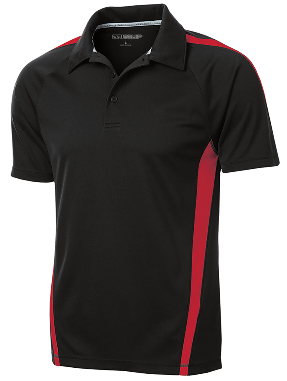 Men's PosiCharge Micro-Mesh Colorblock Polo Polos/Knits DRI-EQUIP Black / Red X-Small