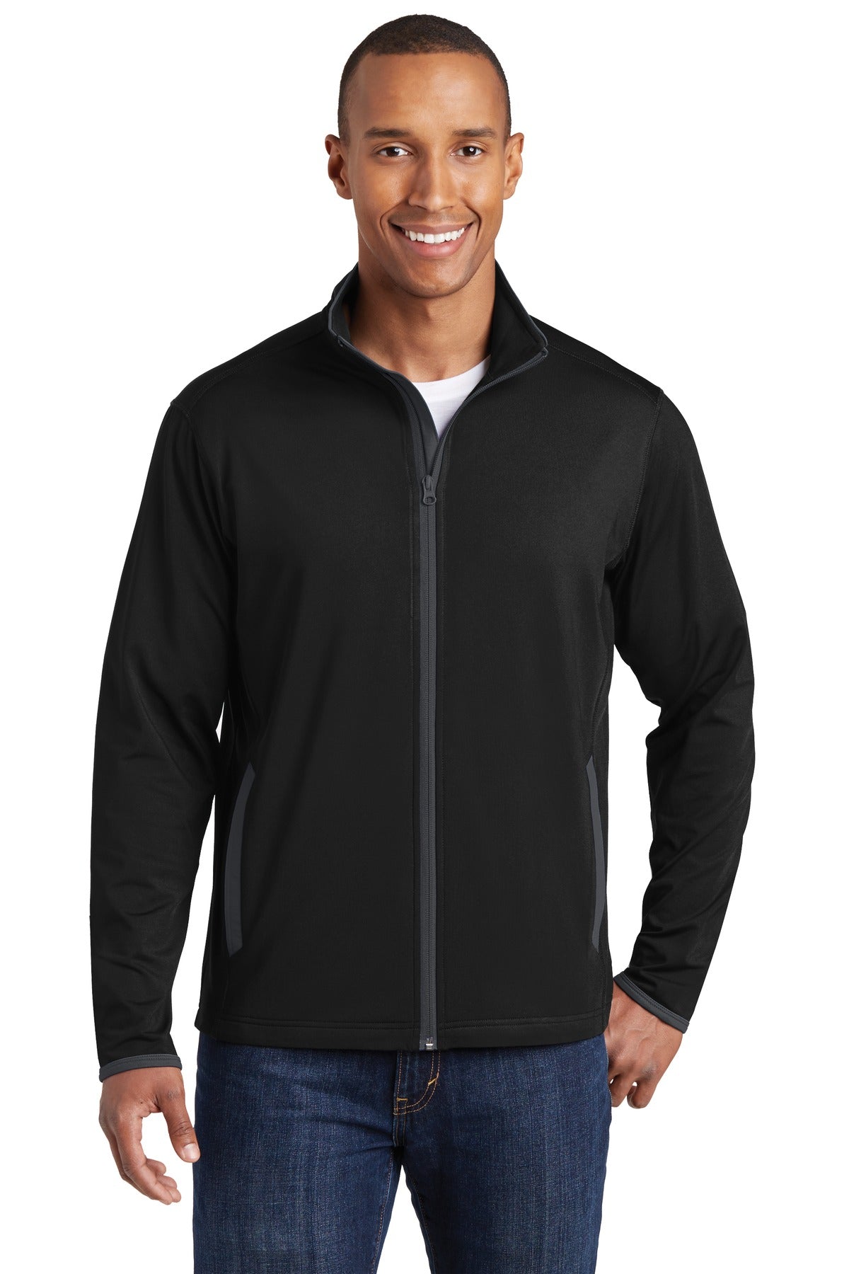 Sport-Tek ®  Sport-Wick ®  Stretch Contrast Full-Zip Jacket.  ST853 - Sport-Tek ST853