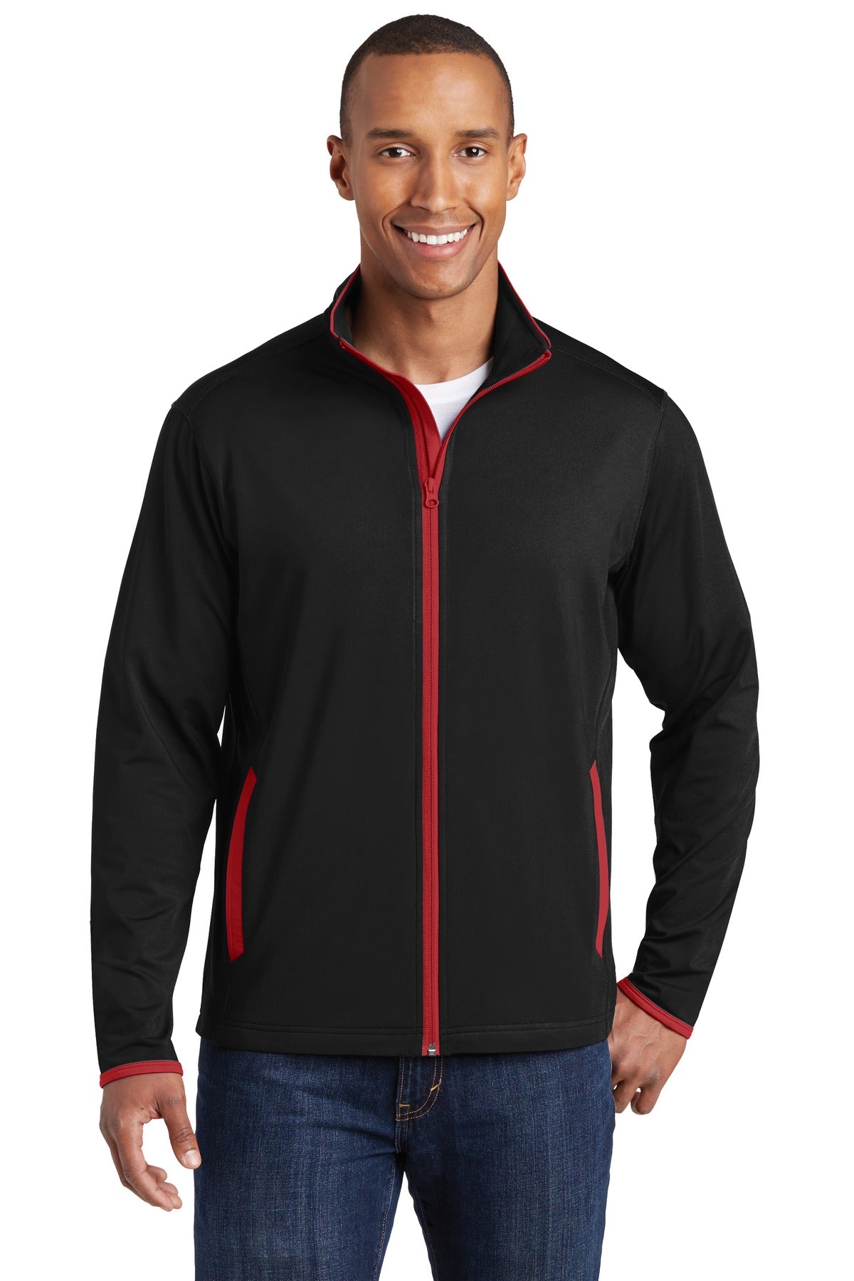 Sport-Tek ®  Sport-Wick ®  Stretch Contrast Full-Zip Jacket.  ST853 - Sport-Tek ST853
