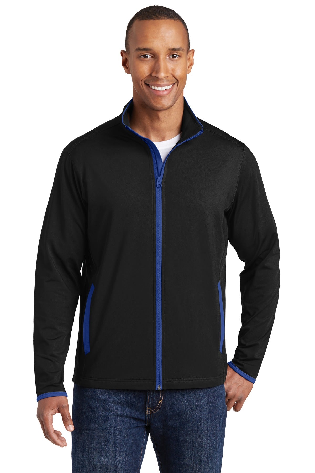 Sport-Tek ®  Sport-Wick ®  Stretch Contrast Full-Zip Jacket.  ST853 - Sport-Tek ST853