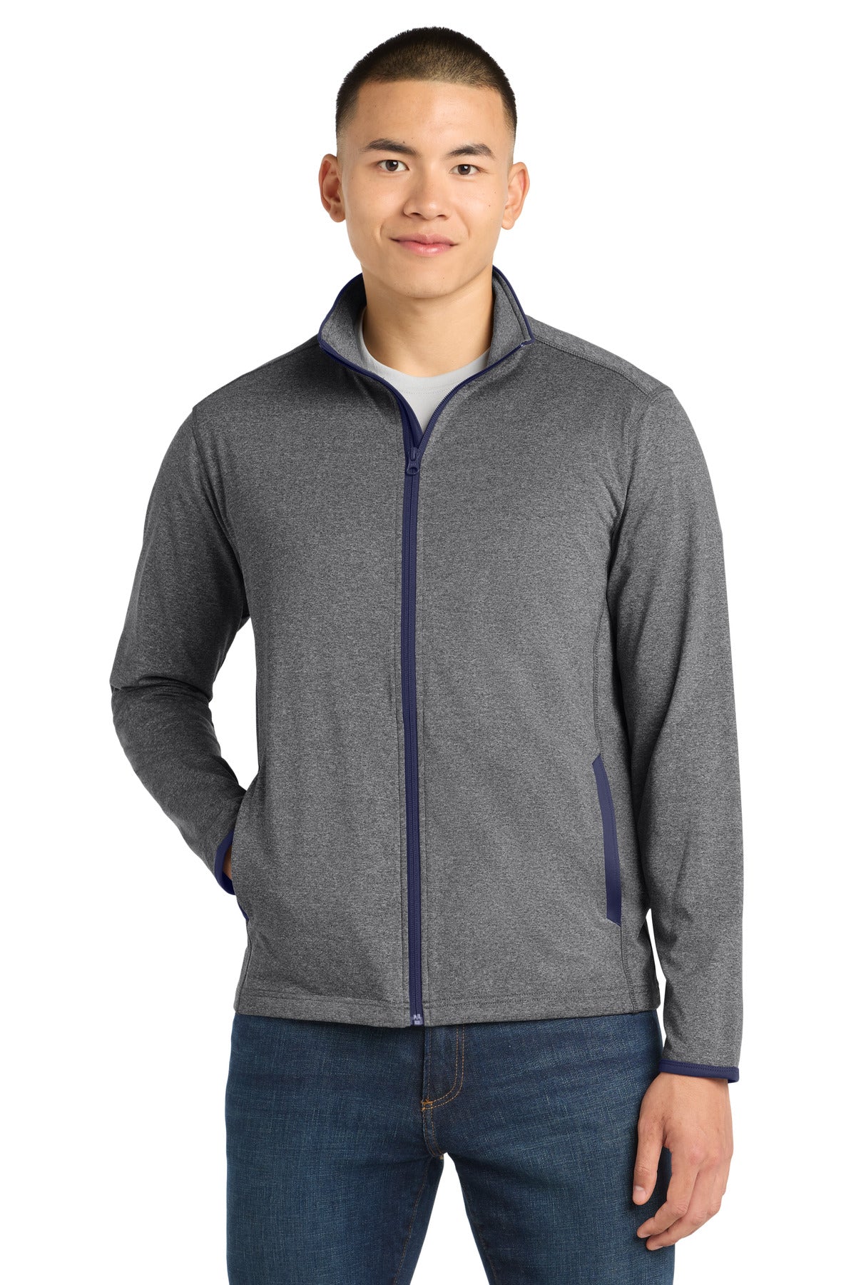 Sport-Tek ®  Sport-Wick ®  Stretch Contrast Full-Zip Jacket.  ST853 - Sport-Tek ST853