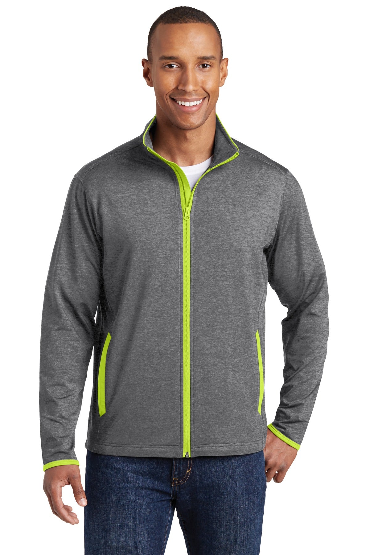 Sport-Tek ®  Sport-Wick ®  Stretch Contrast Full-Zip Jacket.  ST853 - Sport-Tek ST853