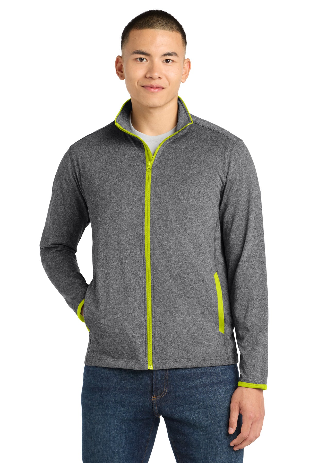 Sport-Tek ®  Sport-Wick ®  Stretch Contrast Full-Zip Jacket.  ST853 - Sport-Tek ST853