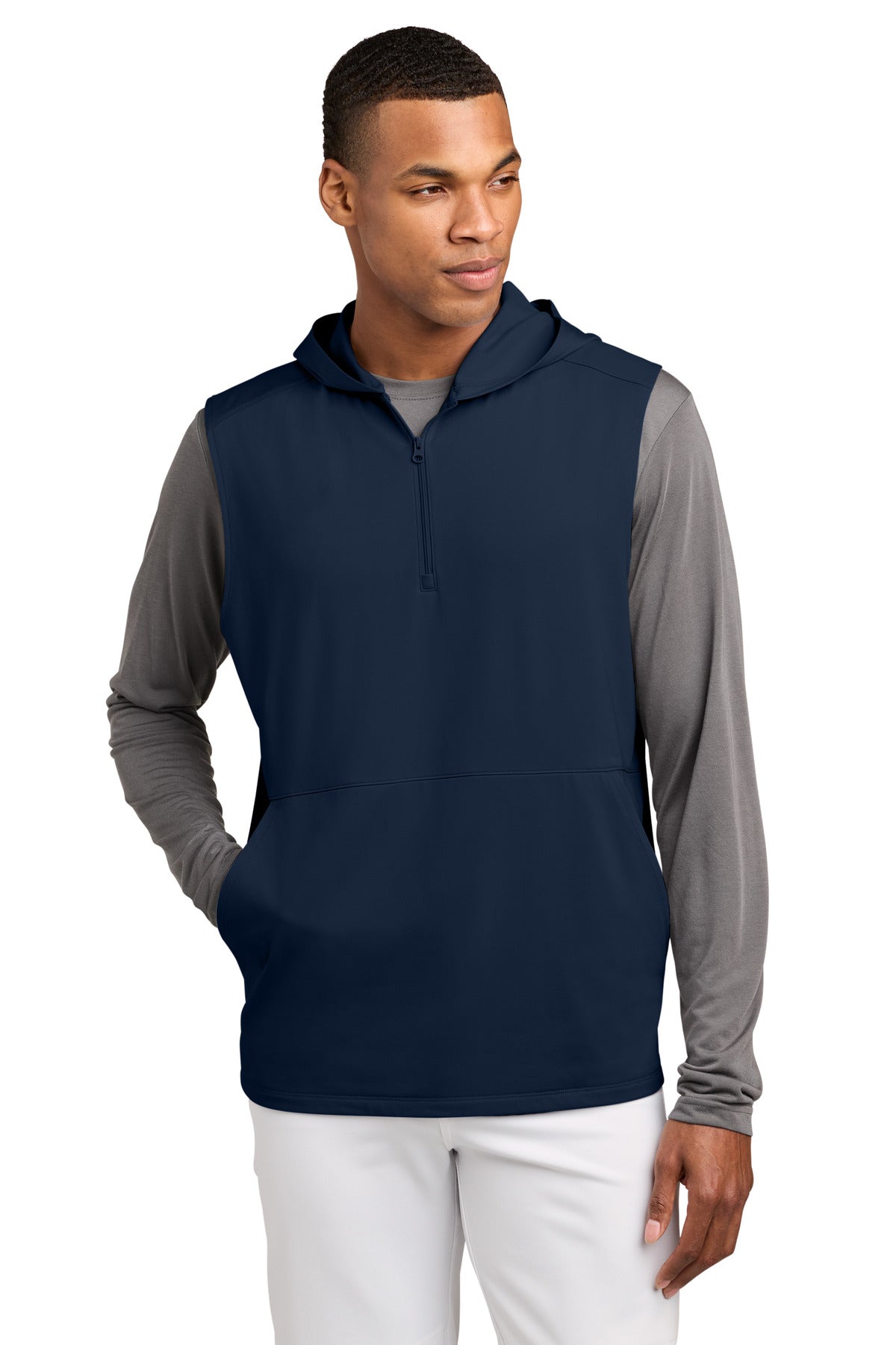 Sport-Tek ST858 Sport-Wick Stretch Sleeveless Hooded 1/4-Zip