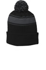 Sport-Tek ®  Stripe Pom Pom Beanie.  STC28 - Sport-Tek STC28