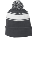 Sport-Tek ®  Stripe Pom Pom Beanie.  STC28 - Sport-Tek STC28