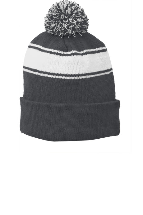 Joe's USA Stripe Pom Pom Beanie