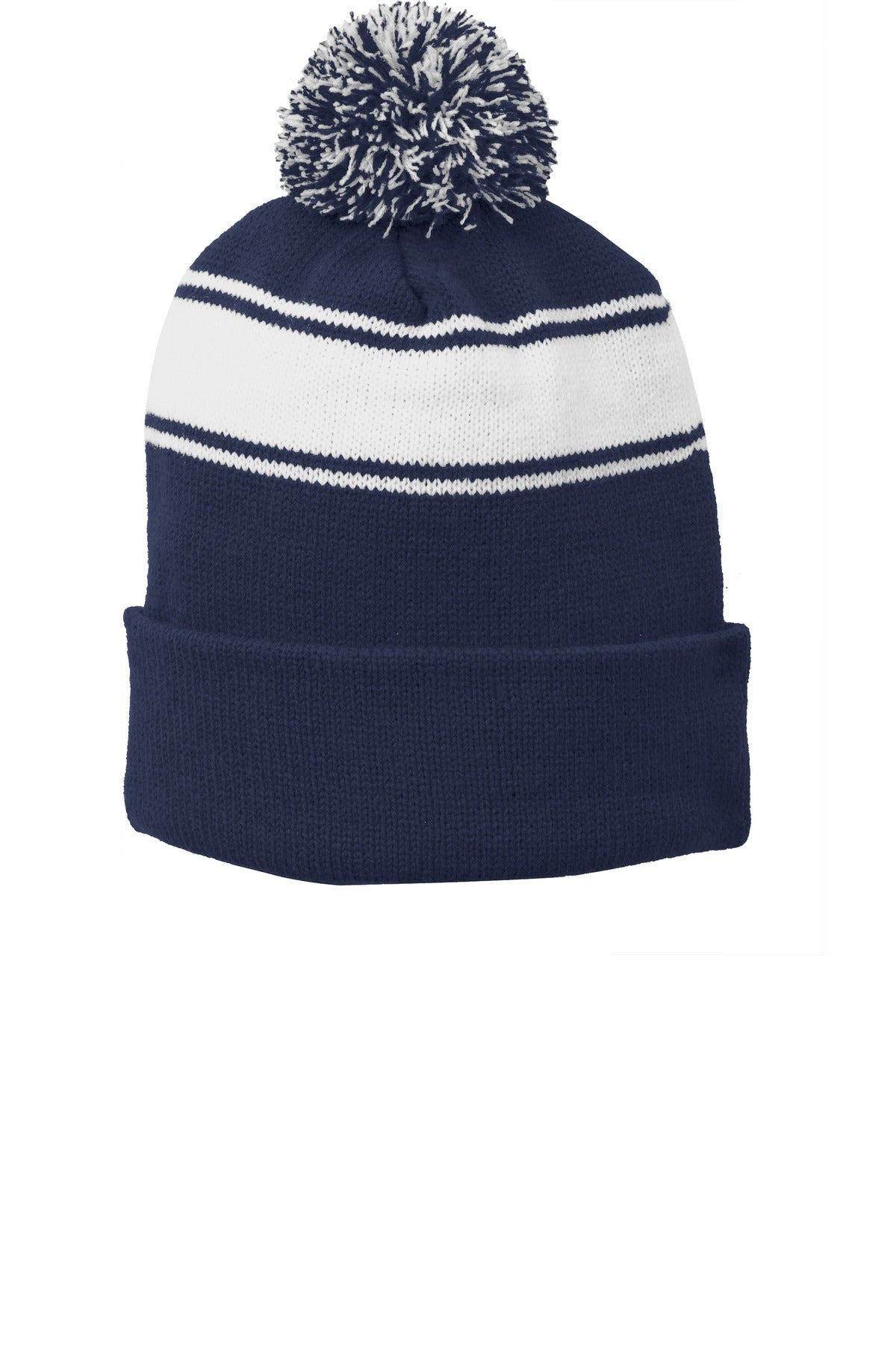 Joe's USA Stripe Pom Pom Beanie