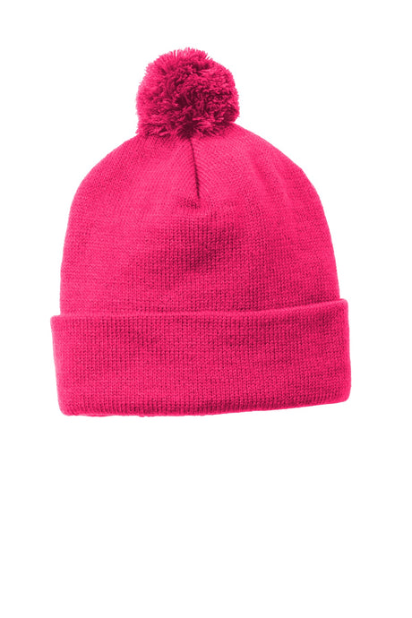 Sport-Tek  ®  Solid Pom Pom Beanie. STC37 - Sport-Tek STC37