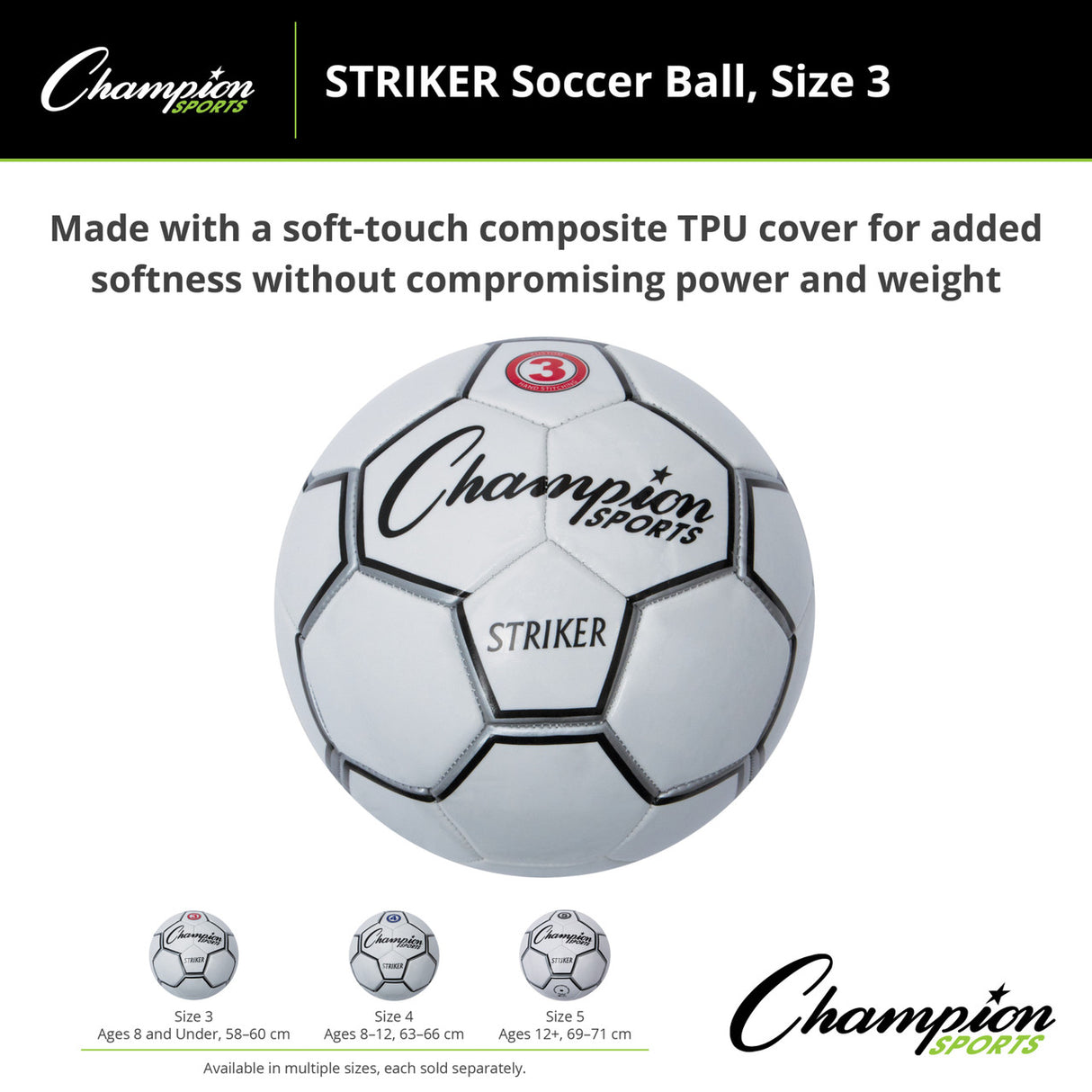 Champion Sports STRIKER SOCCER BALL SIZE 3