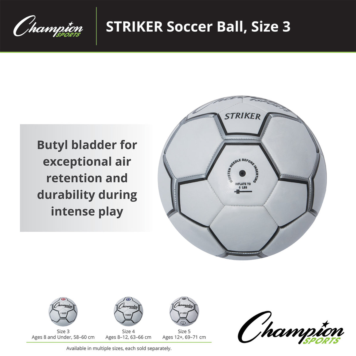 Champion Sports STRIKER SOCCER BALL SIZE 3