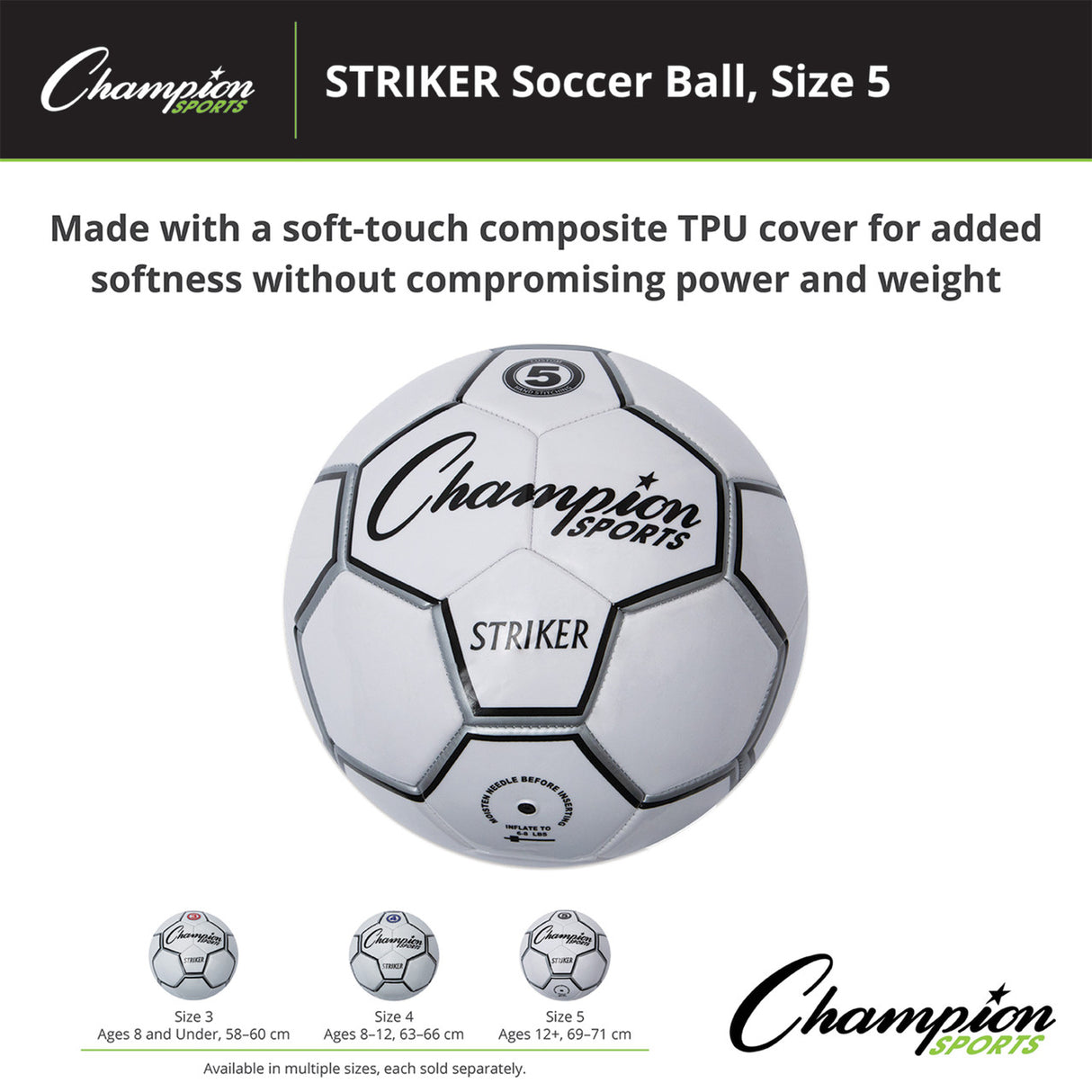 Champion Sports STRIKER SOCCER BALL SIZE 3