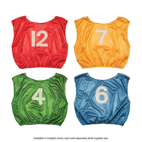 NUMBERED SCRIMMAGE VEST, YOUTH RED