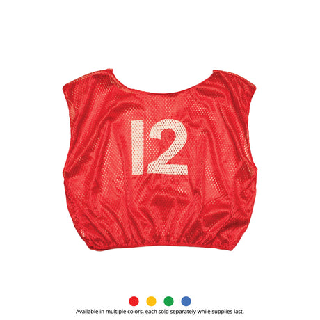 NUMBERED SCRIMMAGE VEST, YOUTH RED