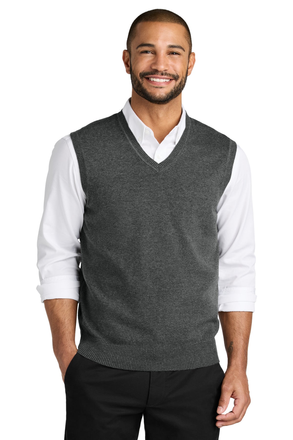 Port Authority ® Easy Care Sweater Vest SW2860 - Port Authority SW2860 Polos/Knits Port Authority Charcoal Heather XS