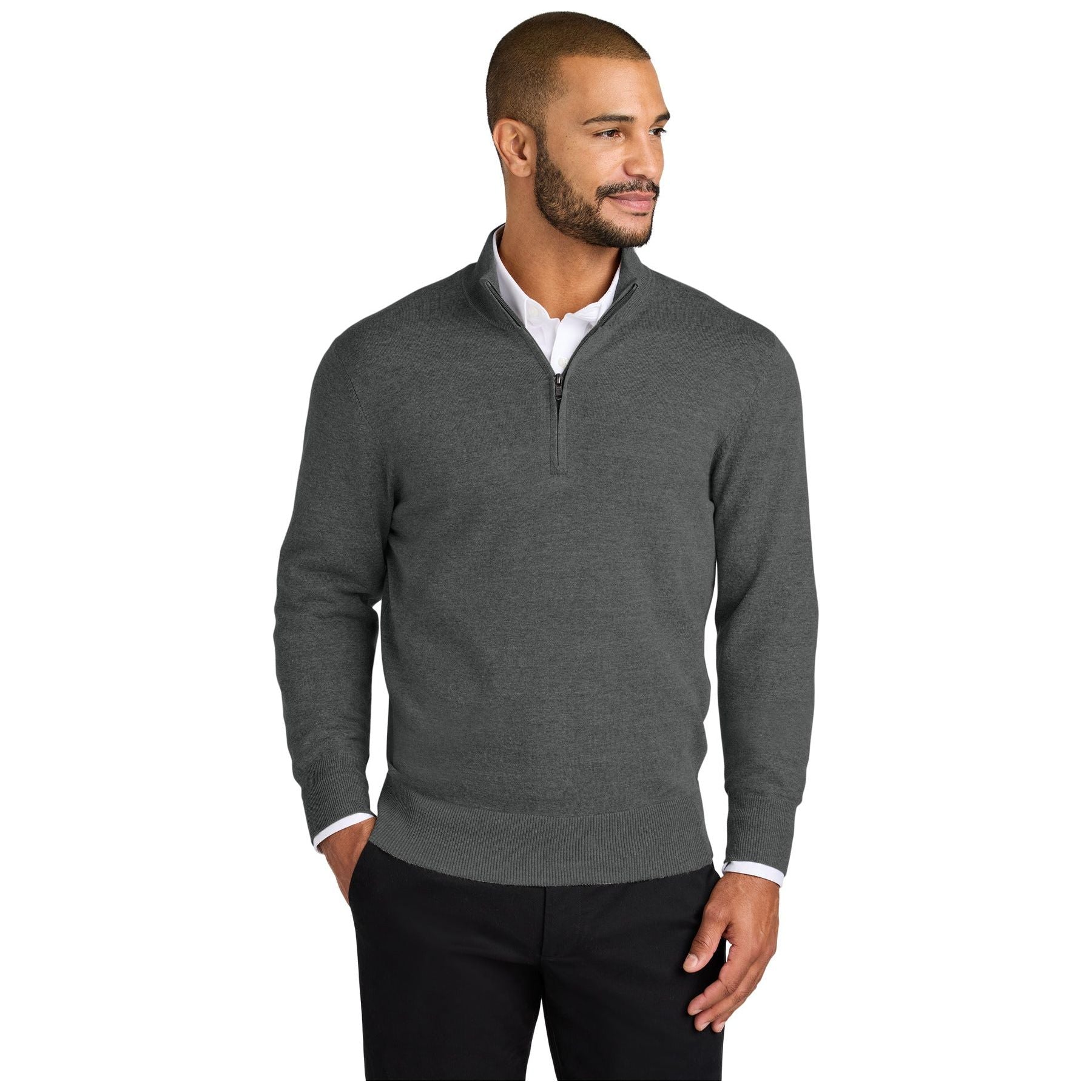 Port Authority ® Easy Care 1/4-Zip Sweater SW2900 - Port Authority SW2900 Polos/Knits Port Authority Charcoal Heather XS