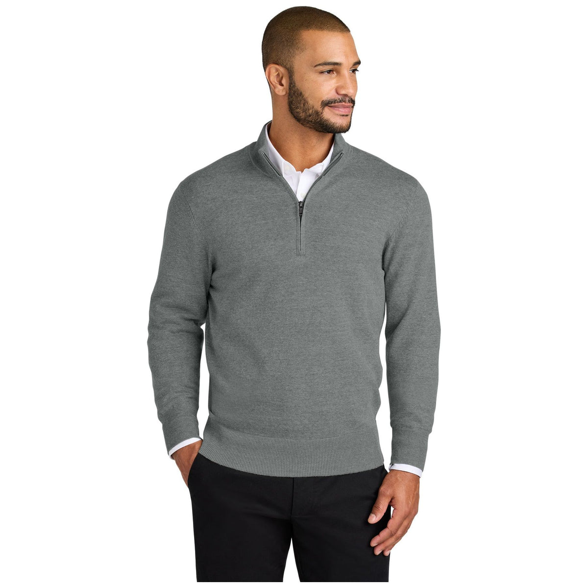 Port Authority ® Easy Care 1/4-Zip Sweater SW2900 - Port Authority SW2900 Polos/Knits Port Authority Medium Heather Grey XS