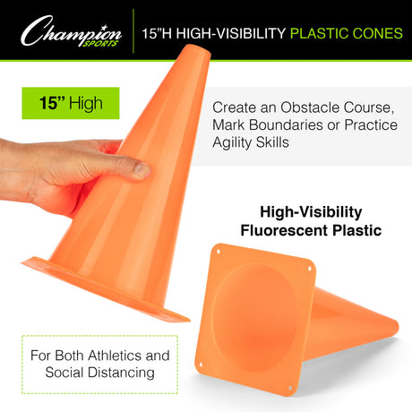 Champion Sports HIGH-VISIBILITY PLASTIC CONE 12" H