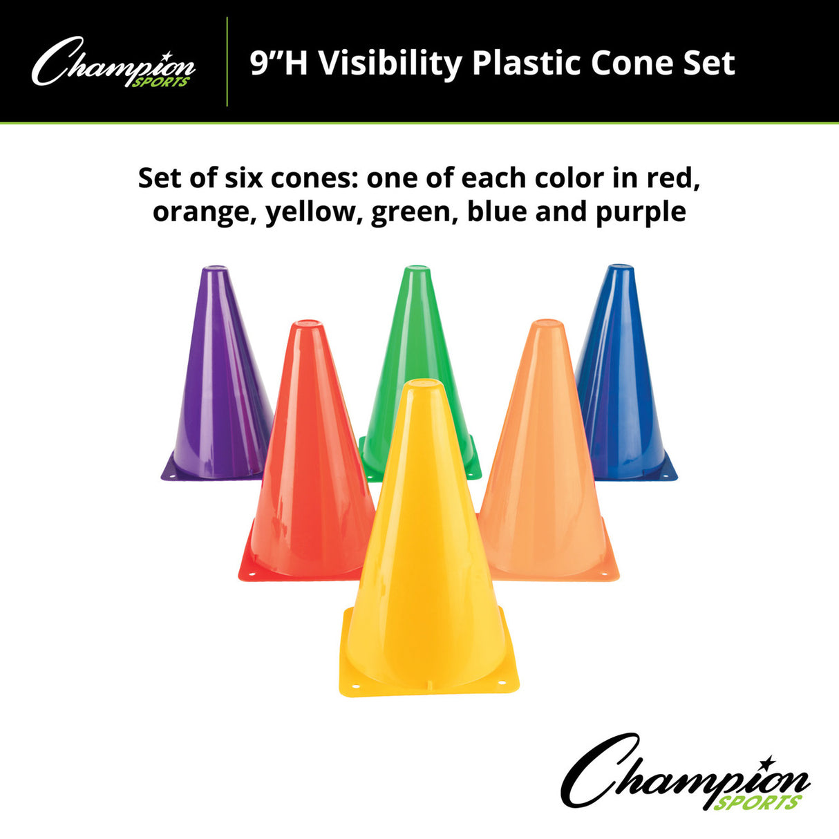 Champion Sports HIGH-VISIBILITY PLASTIC CONE 12" H