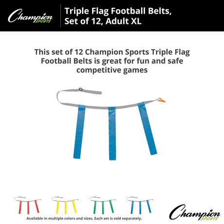 TRIPLE FLAG FOOTBALL SET, ADULT XL BLUE