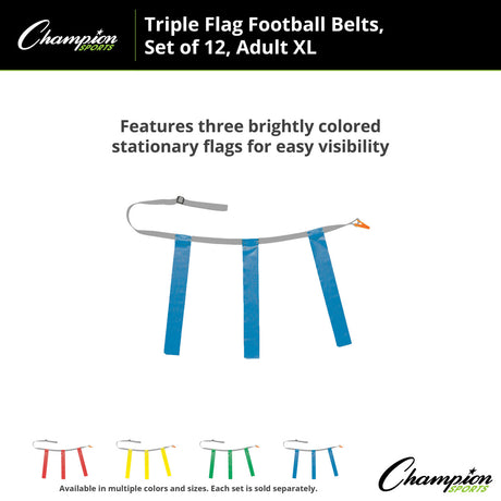 TRIPLE FLAG FOOTBALL SET, ADULT XL BLUE