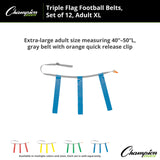 TRIPLE FLAG FOOTBALL SET, ADULT XL BLUE