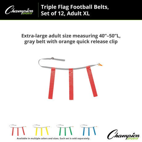 TRIPLE FLAG FOOTBALL SET, ADULT XL BLUE
