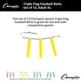 TRIPLE FLAG FOOTBALL SET, ADULT XL BLUE
