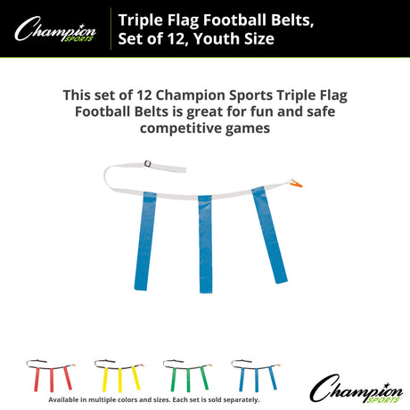 TRIPLE FLAG FOOTBALL SET, YOUTH BLUE