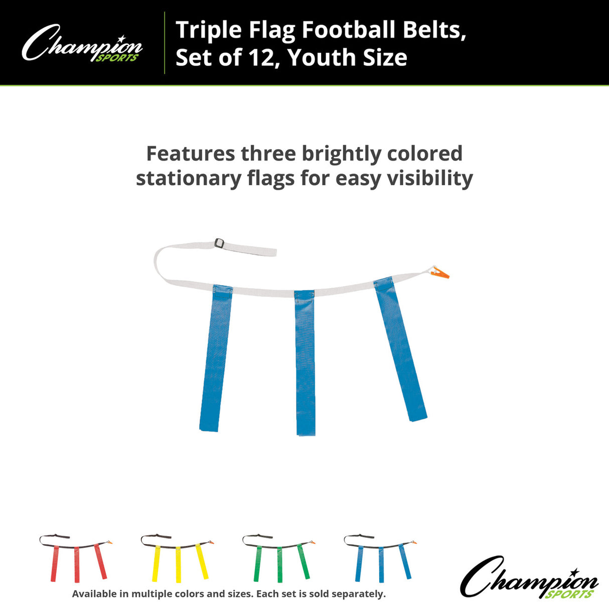 TRIPLE FLAG FOOTBALL SET, YOUTH BLUE