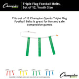 TRIPLE FLAG FOOTBALL SET, YOUTH BLUE