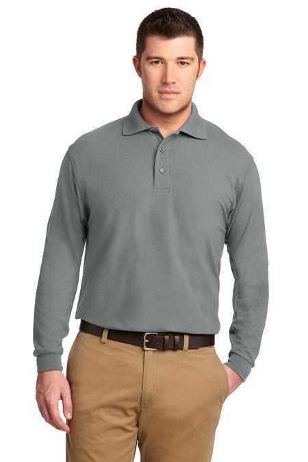 Port Authority ® Tall Silk Touch™ Long Sleeve Polo. TLK500LS - Port Authority TLK500LS Polos/Knits Port Authority Cool Grey LT