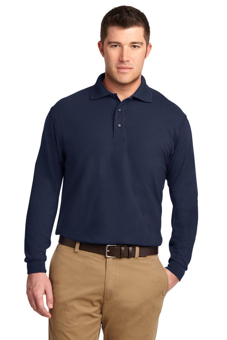 Port Authority ® Tall Silk Touch™ Long Sleeve Polo. TLK500LS - Port Authority TLK500LS Polos/Knits Port Authority Navy LT