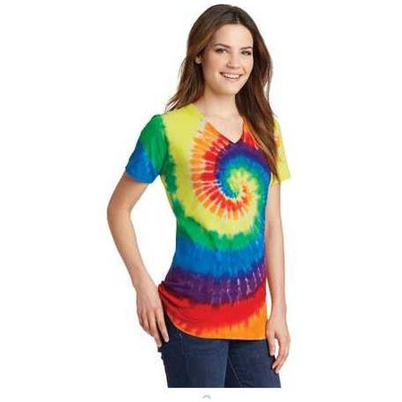 Joe's USA Ladies Colorful Tie-Dye-V-Neck Tees Koloa Surf Company Shirts