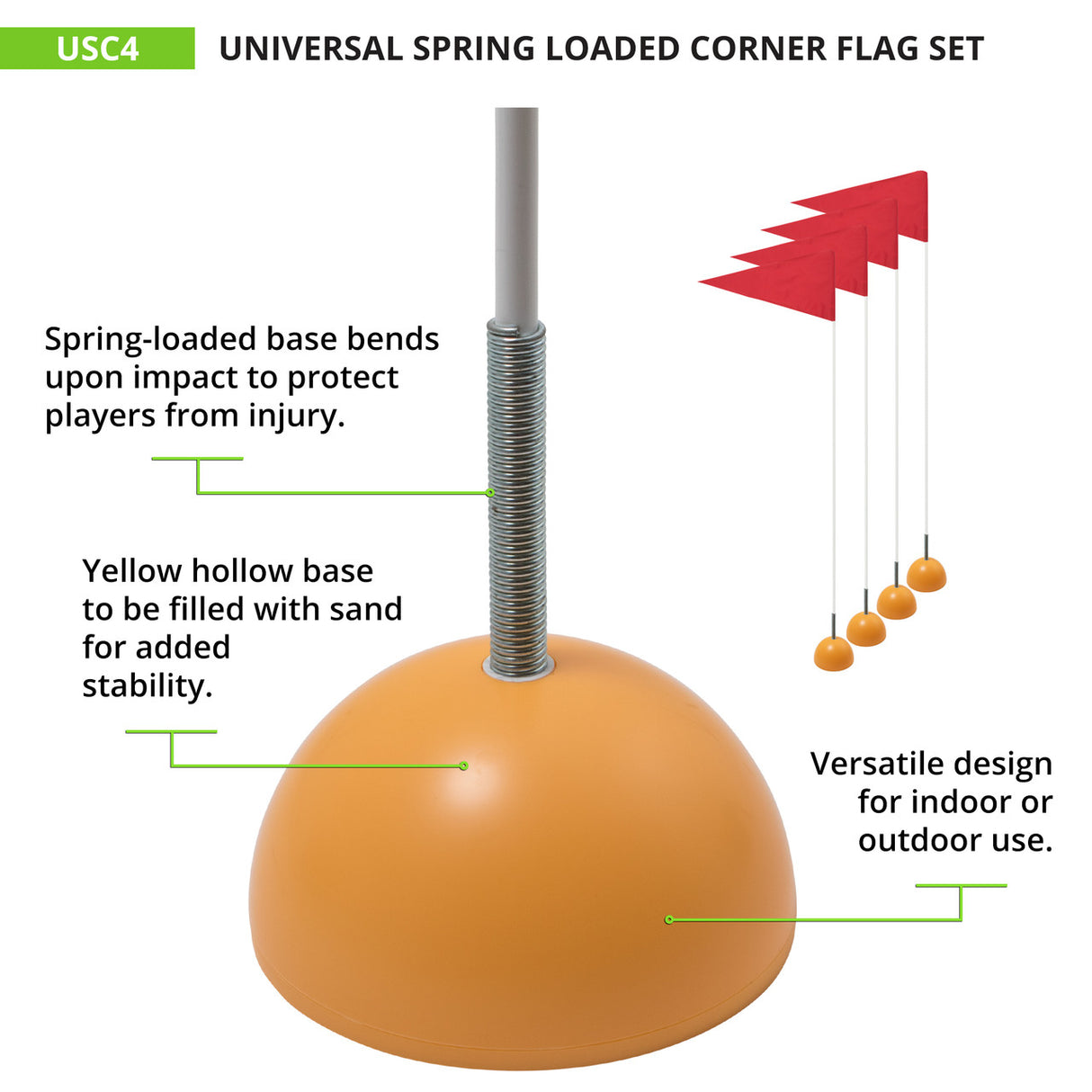 Champion Sports SPRING LOADED SOCCER CORNER FLAGS