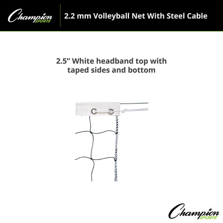 Champion Sports VN1 2.2 Mm Volleyball Net with Steel Cable