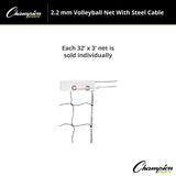 Champion Sports 2.2 MM VOLLEYBALL NET WITH STEEL CABLE, VN1