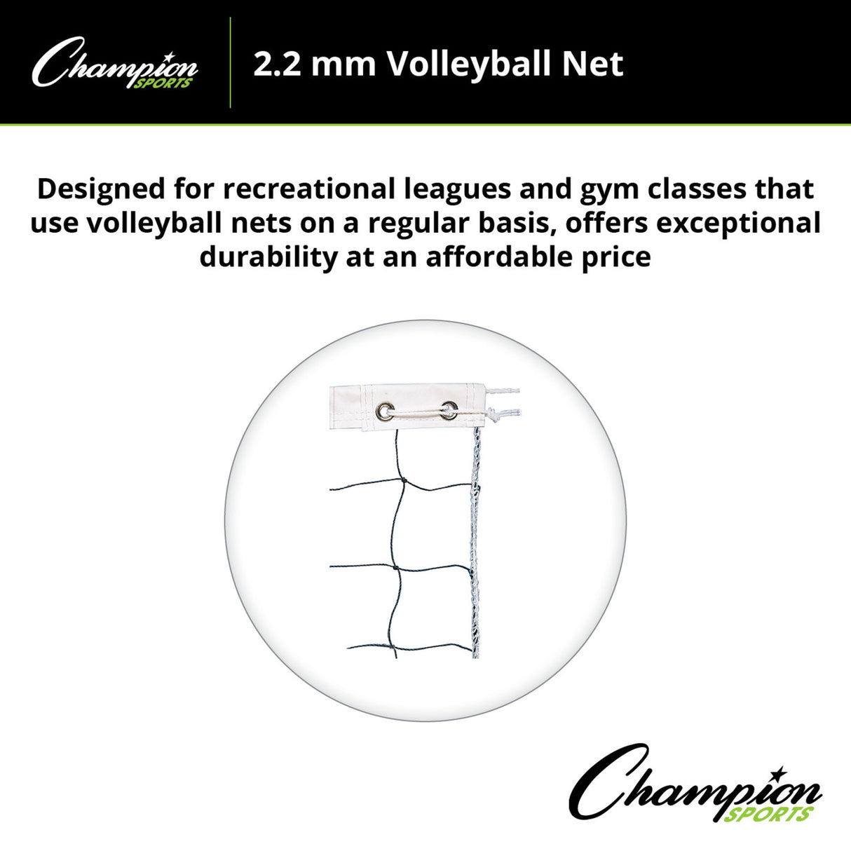 Champion Sports 2.2 MM VOLLEYBALL NET, VN2