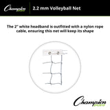 Champion Sports 2.2 MM VOLLEYBALL NET, VN2