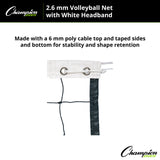 Champion Sports 2.6 MM VOLLEYBALL NET, VN20