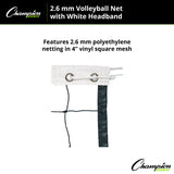 Champion Sports 2.6 MM VOLLEYBALL NET, VN20
