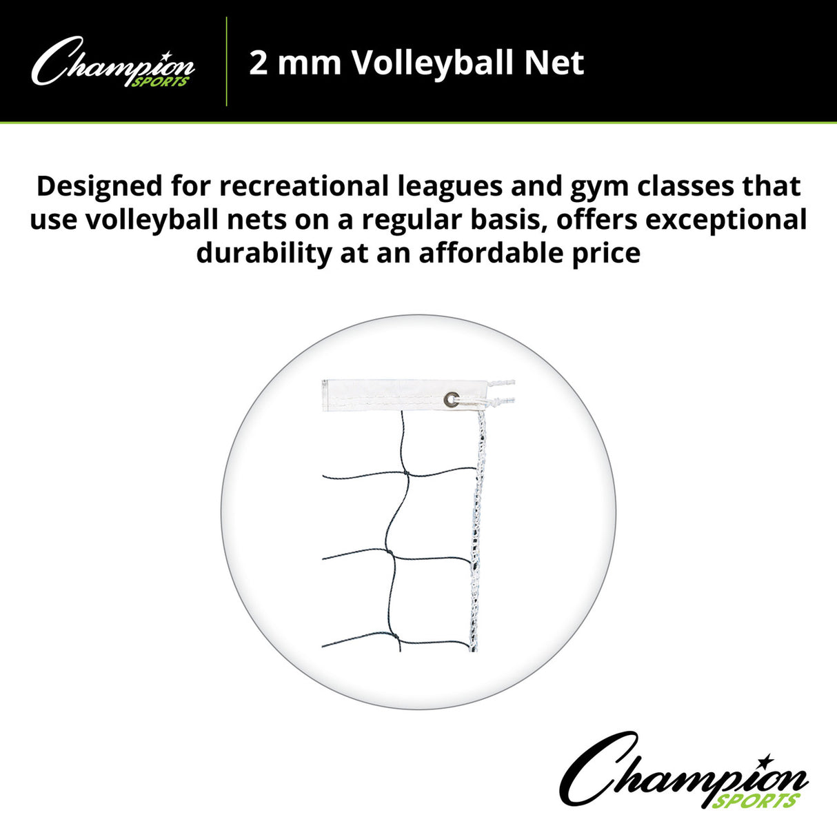 Champion Sports 2 MM NYLON VOLLEYBALL NET, VN3