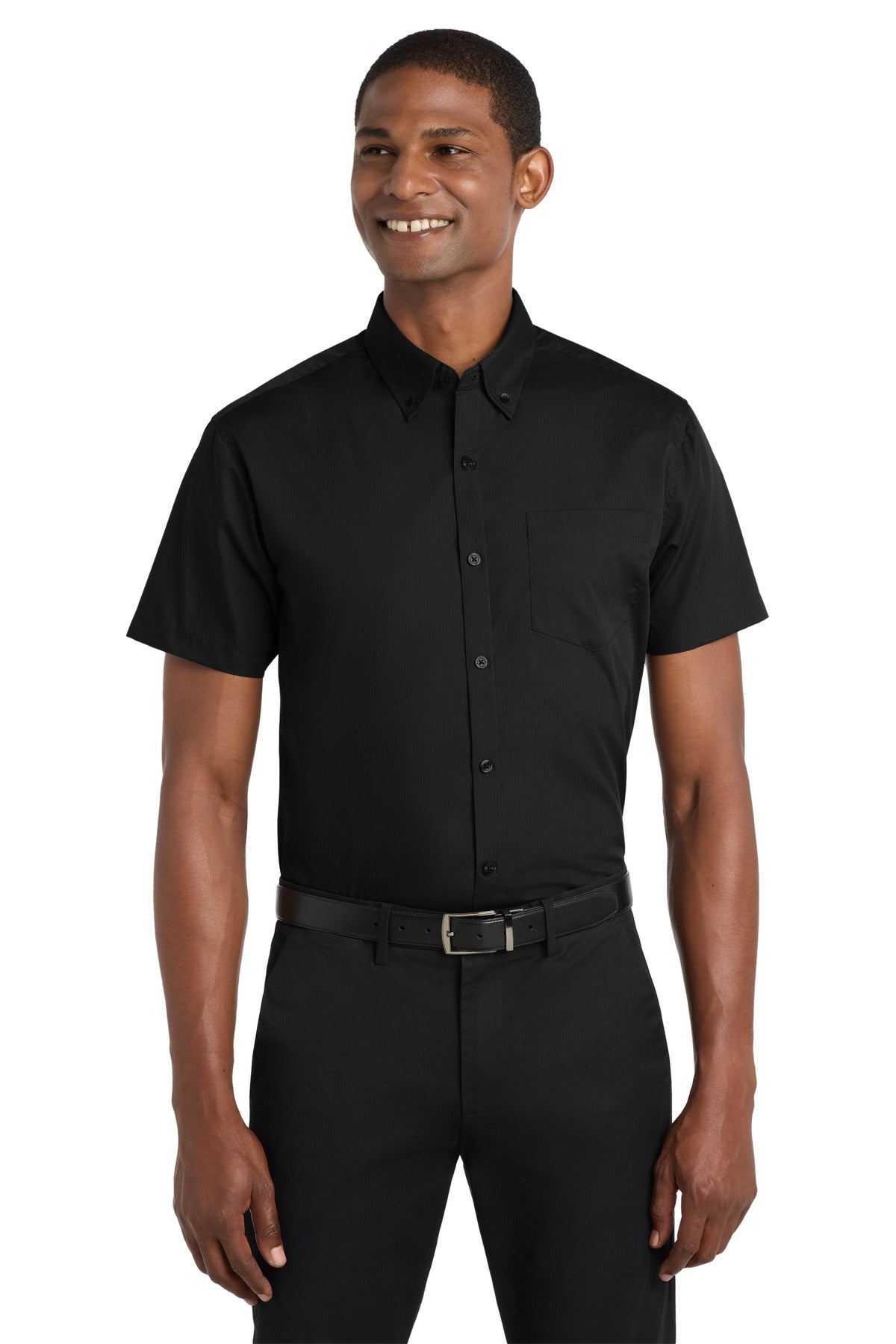 Port Authority W101 Short Sleeve Carefree Poplin Shirt Men's Easy Care Woven
