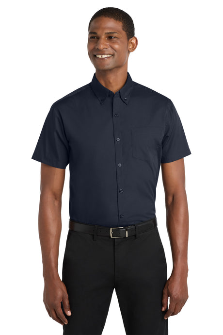 Port Authority W101 Short Sleeve Carefree Poplin Shirt Men's Easy Care Woven