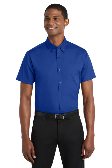 Port Authority W101 Short Sleeve Carefree Poplin Shirt Men's Easy Care Woven