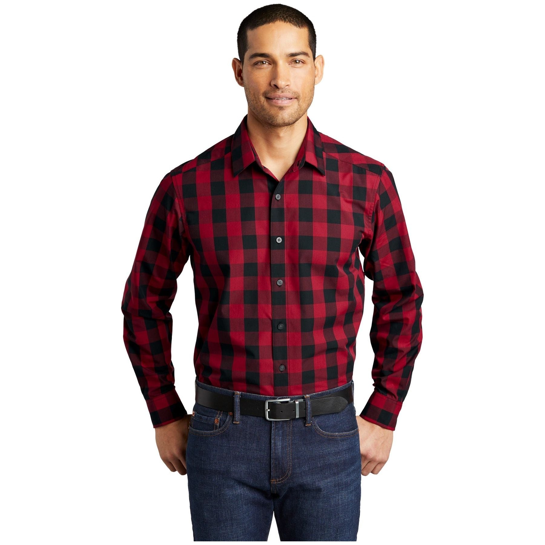 Port Authority ® Everyday Plaid Shirt. W670 - Port Authority W670 Woven Shirts Port Authority Rich Red XS