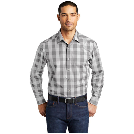 Port Authority ® Everyday Plaid Shirt. W670 - Port Authority W670 Woven Shirts Port Authority Shadow Grey XS