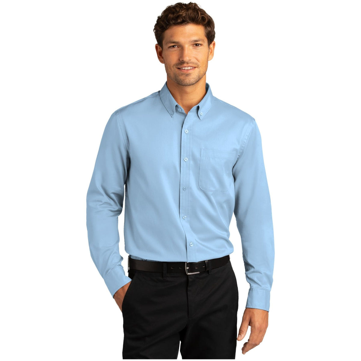 Port Authority ® Long Sleeve SuperPro React ™ Twill Shirt. W808 - Cloud Blue - Port Authority W808 Woven Shirts Port Authority Cloud Blue XS